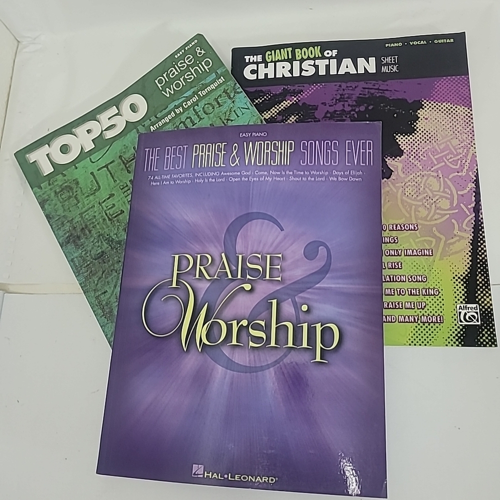 Lot Of 3 Christian Praise & Worship: Easy Piano -Sheet Music Vocal/Guitar Church